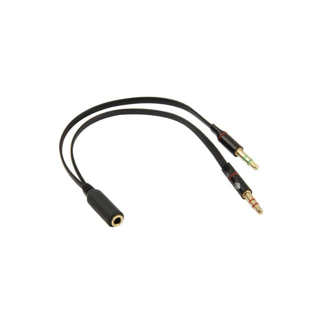 POWERTECH αντάπτορας 2x 3.5mm σε 3.5mm θηλυκό CAB-J047, 0.2m, μαύρο