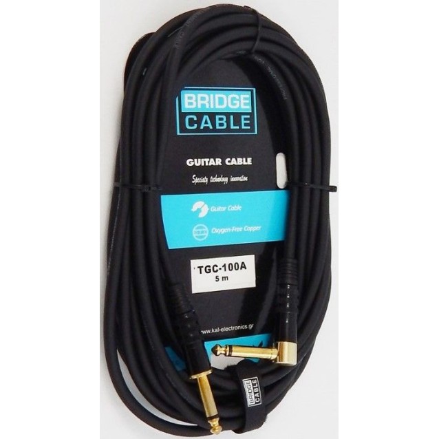 Bridgecable TGC-100A Καλώδιο Συνδέσεων Jack 6.3mm Αρσενικό Mono Σε Γωνιακό Jack 6.3mm Αρσενικό Mono, Μήκους 5 Μέτρα
