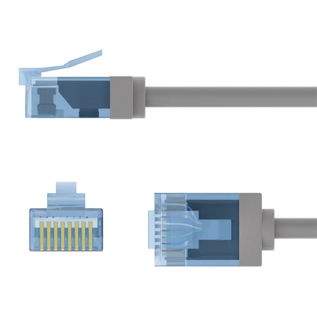 GOOBAY καλώδιο δικτύου 74224, CAT 6A U/UTP, slim, copper, 500MHz, 3m, γκρι