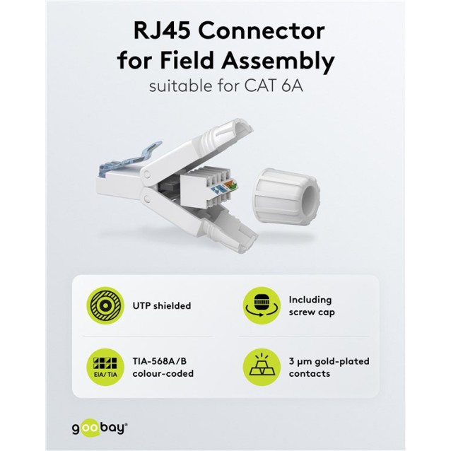 GOOBAY βύσμα RJ45 65941, CAT 6A UTP, tool-free, λευκό