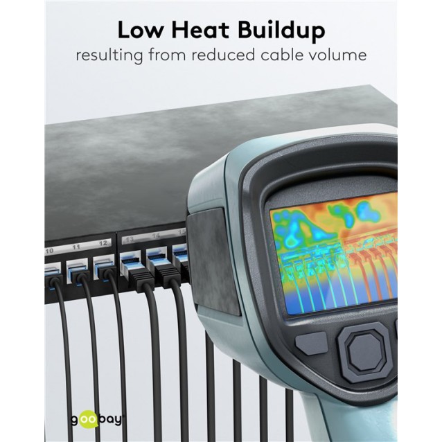 GOOBAY καλώδιο δικτύου 74231, CAT 6A U/UTP, slim, copper, 500MHz, 0.25m, μαύρο