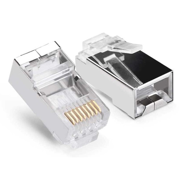 POWERTECH βύσμα RJ45 CAB-N448, ανοιχτού τύπου, Cat 6/6a FTP, μεταλλικό, ασημί, 50τμχ