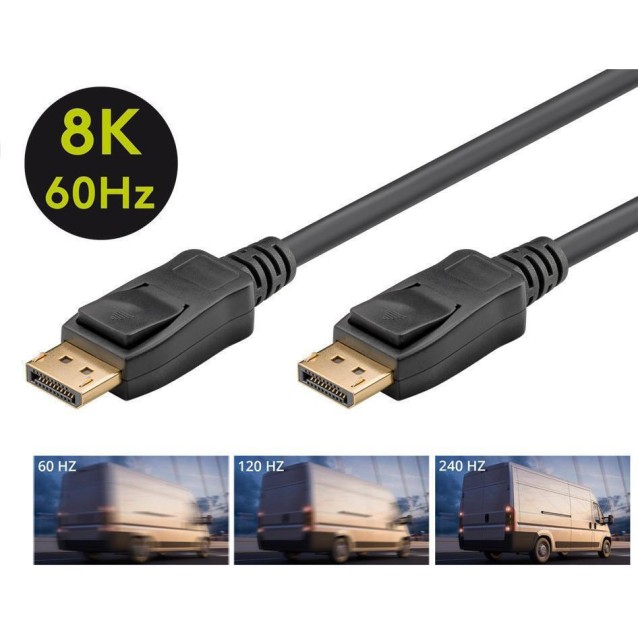 GOOBAY καλώδιο DisplayPort 61698, 8K/60Hz, 32.4 Gbps, 3m, μαύρο
