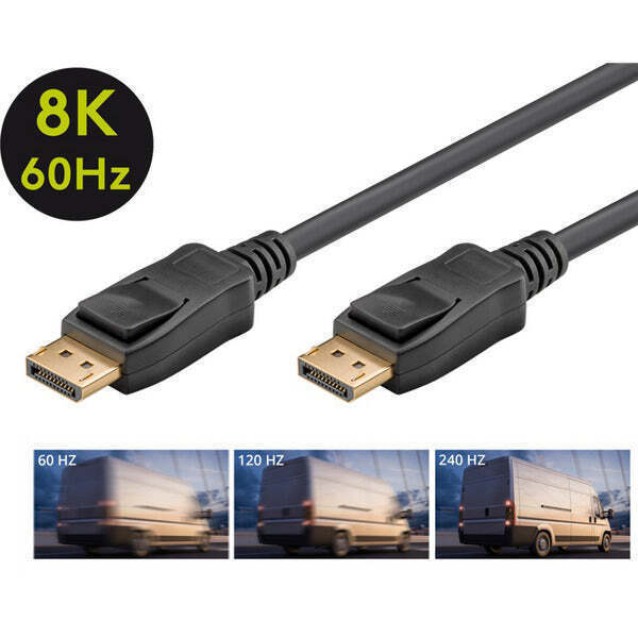 GOOBAY καλώδιο DisplayPort 74778, VESA Certified, 8K/60Hz, 32.4 Gbps, 2m, μαύρο