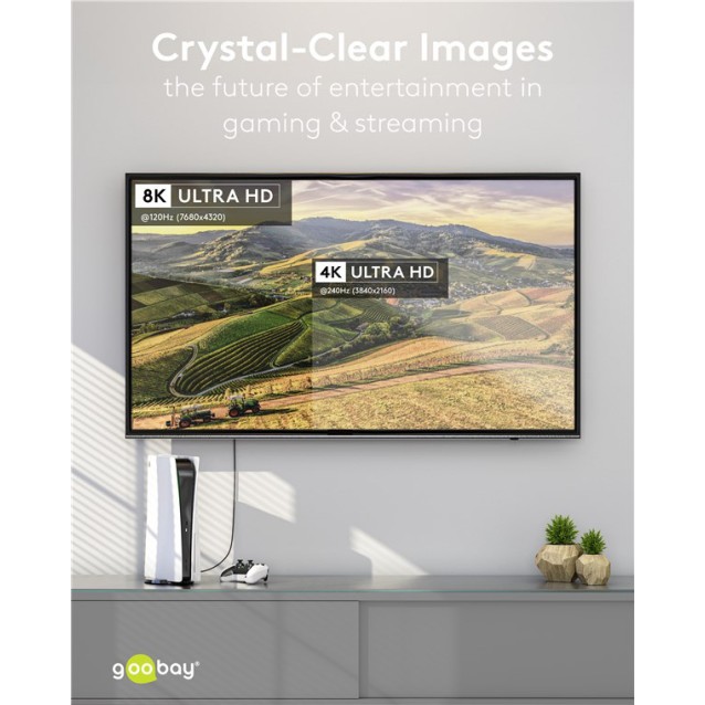 GOOBAY καλώδιο DisplayPort 77443, 8K/120Hz, 40 Gbps, 2m, μαύρο