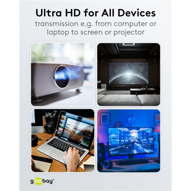 GOOBAY καλώδιο DisplayPort 74777, VESA Certified, 8K/60Hz, 32.4 Gbps, 1m, μαύρο