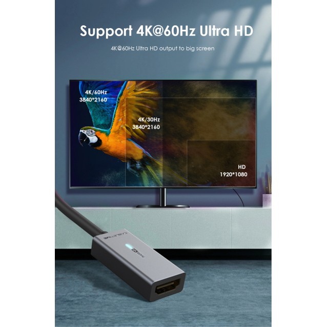 CABLETIME αντάπτορας DisplayPort σε HDMI CT-AV589-P02G4K60, 4K/60Hz, γκρι