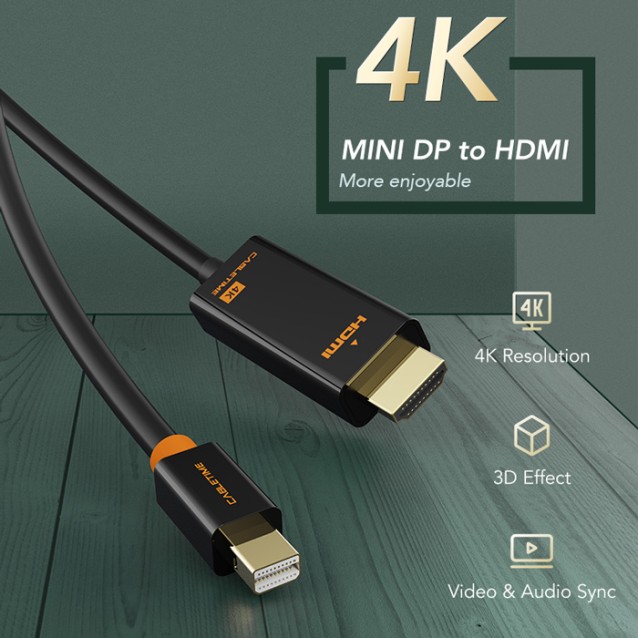 CABLETIME καλώδιο Mini DisplayPort σε HDMI AV588, 4K/60Hz, 1.8m, λευκό