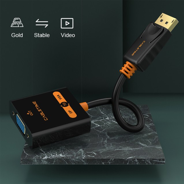 CABLETIME αντάπτορας Displayport σε VGA AV586, 1080p, 0.2m, μαύρος