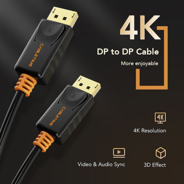 CABLETIME καλώδιο DisplayPort CT-AV585-01G, 4K/60Hz, 1.8m, μαύρο