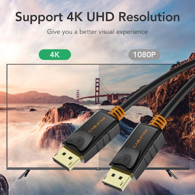 CABLETIME καλώδιο DisplayPort CT-AV585-01G, 4K/60Hz, 1.8m, μαύρο