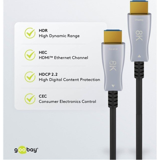 GOOBAY καλώδιο HDMI 2.1 65558 με Ethernet, 8K/60Hz, 48 Gbps, 10m, μαύρο