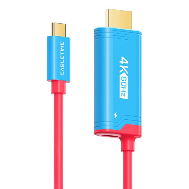 CABLETIME καλώδιο USB-C σε HDMI CT-CMHD4P, 4K/60Hz, PD100W, 2m, κόκκινο CABLETIME καλώδιο USB-C σε HDMI CT-CMHD4P, 4K/60Hz, PD100W, 2m, κόκκινο