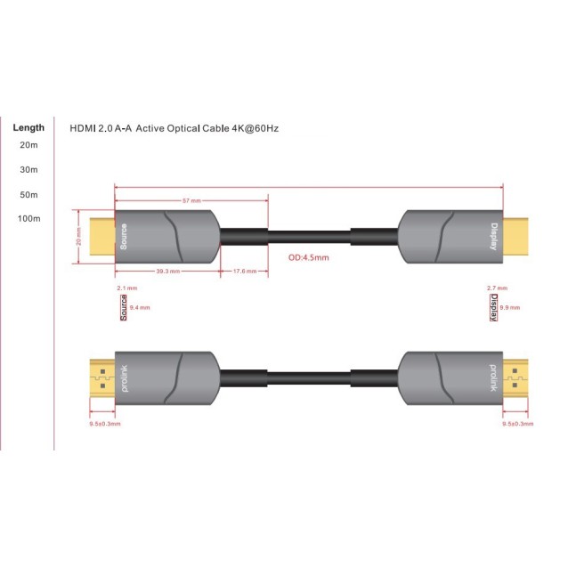 PLT288B-5000 PROLINK HDMI -HDMI OPTICAL 50M
