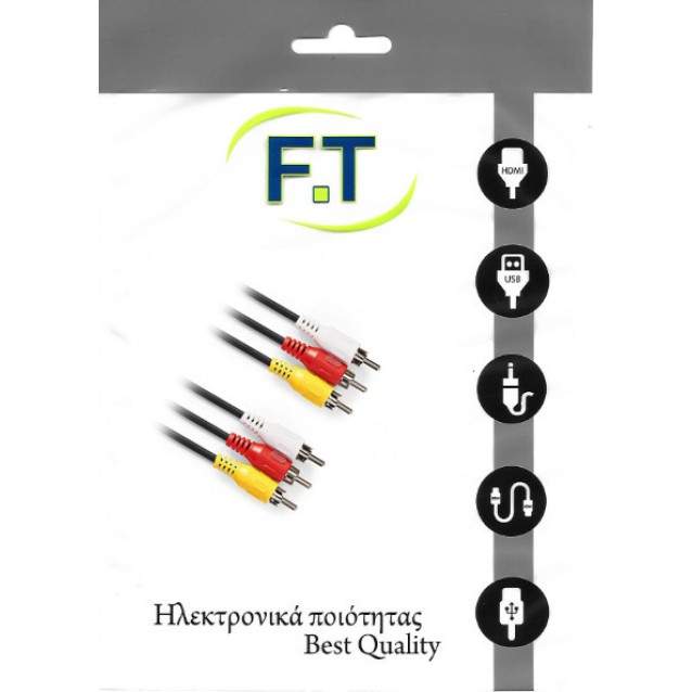 FTT16-005 3 rca αρσ. - 3 rca αρσ. επίχρυσο 1.5m