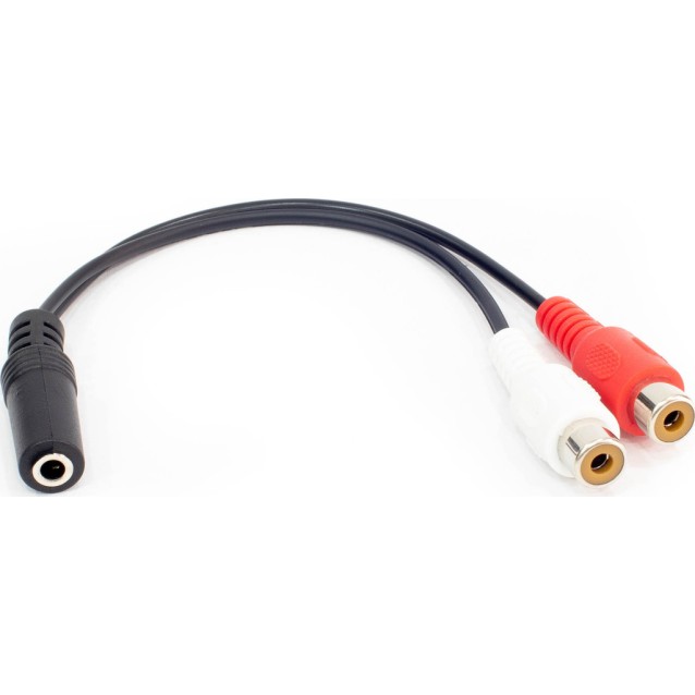 POWERTECH καλώδιο 3.5mm θηλυκό σε 2x RCA θηλυκό CAB-R012 0.20m, μαύρο