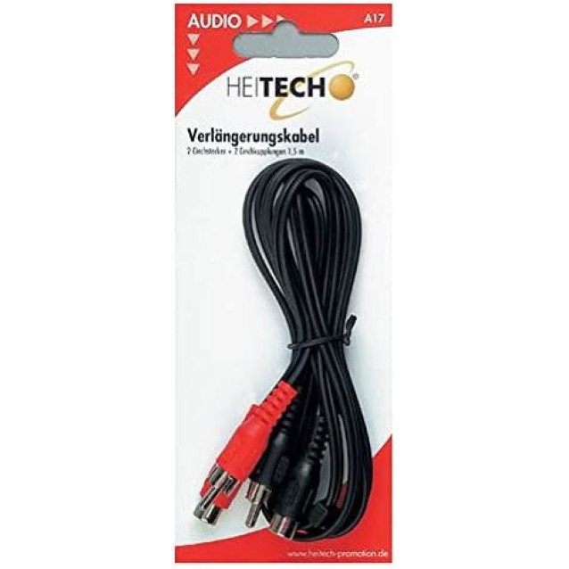 Heitech A17 προέκταση 1,5m 2xRCA αρσ. σε 2RCA θυλ. 09001156