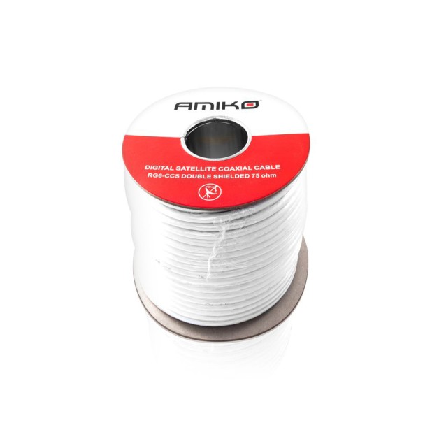 Καλώδιο 75Ω ομοαξονικό υψηλής ποιότητας 100m ΑΜΙΚΟ RG6 σε κουλούρα | AS-90.10.001