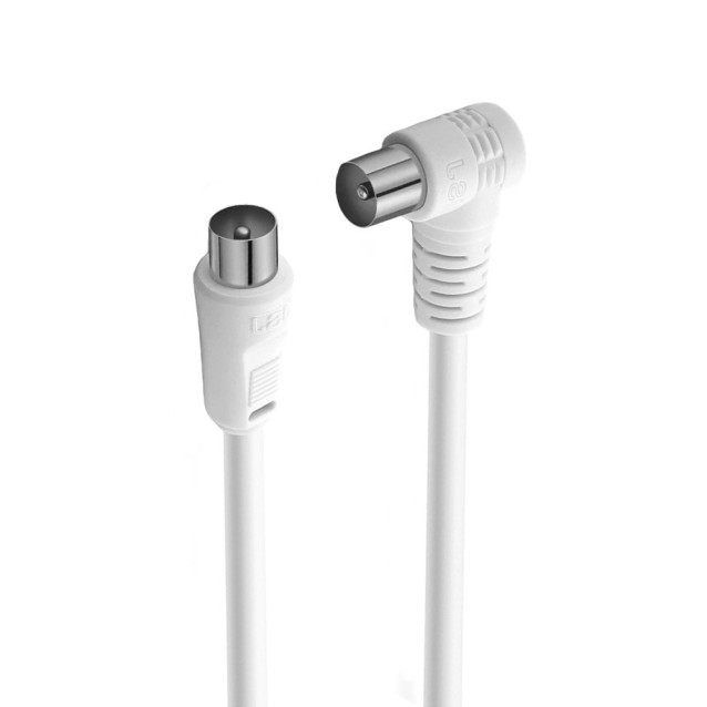 POWERTECH καλώδιο κεραίας RF αρσενικό - RF αρσενικό CAB-V029, γωνιακό, λευκό, 1.5m