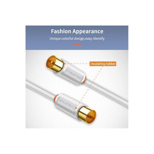 CABLETIME καλώδιο TV M σε TV F AV101, 75OHM, 3m, λευκό
