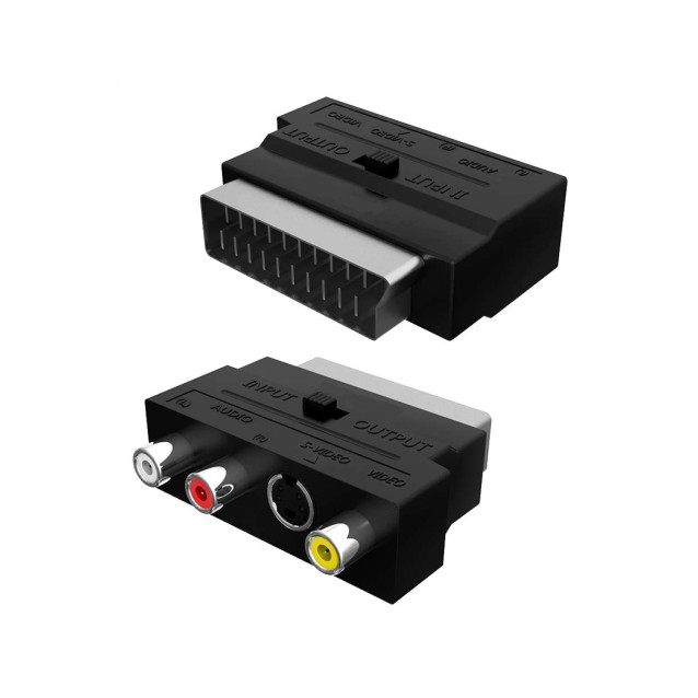 POWERTECH αντάπτορας SCART σε audio/video & S-Video CAB-S011, μαύρος