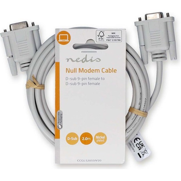 NEDIS CCGL52055IV20 Καλώδιο Null Modem, D-Sub 9 pin θηλ. - D-Sub 9 pin θηλ., 2.00m.
