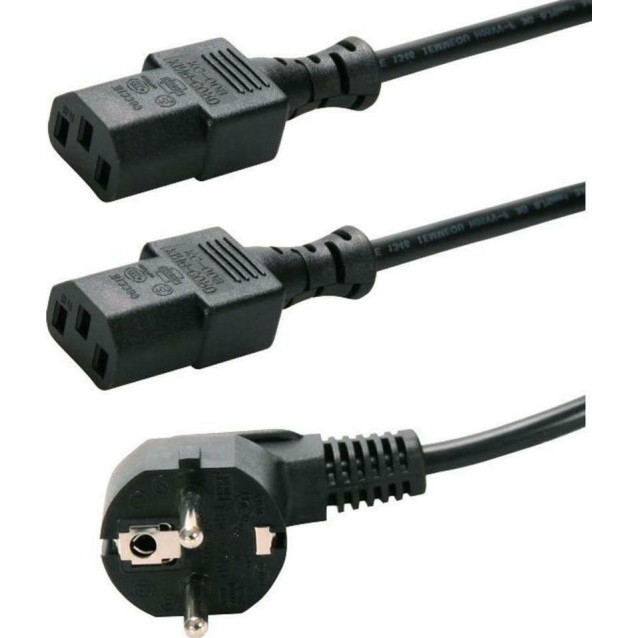 POWERTECH καλώδιο τροφοδοσίας PC για σύνδεση 2 συσκευών P009, 3pin, 1.5m
