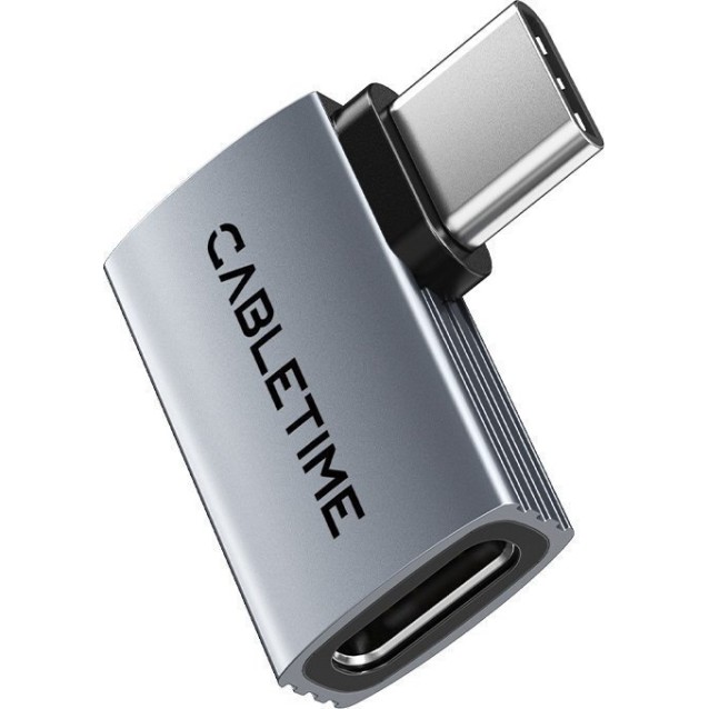 CABLETIME αντάπτορας USB-C CT-OTG41-AG, γωνιακός, USB4, 240W, 40Gbps, 8K, γκρι