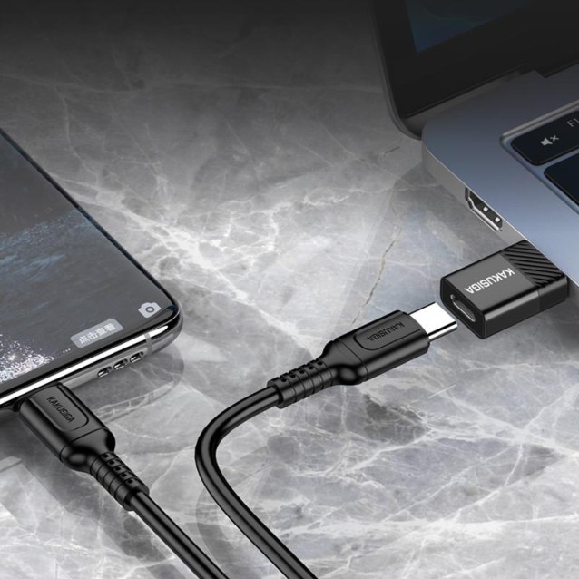KAKUSIGA αντάπτορας USB-C σε USB KSC-1407, 480Mbps, 60W, μαύρος