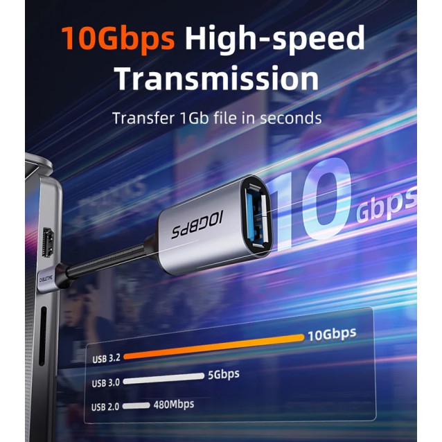 CABLETIME αντάπτορας USB-C σε USB CT-CMAF10-AGL, 10Gbps, γκρι