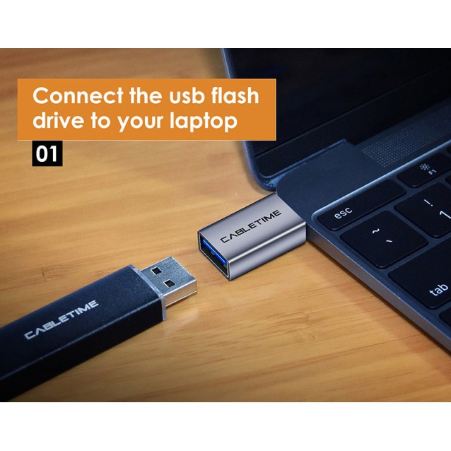CABLETIME αντάπτορας USB Type-C σε USB 3.0 C160, γκρι