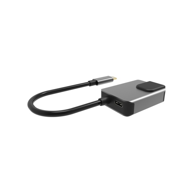 POWERTECH αντάπτορας USB Type-C σε HDMI + RJ45 + PD PTH-053, 4K, γκρι