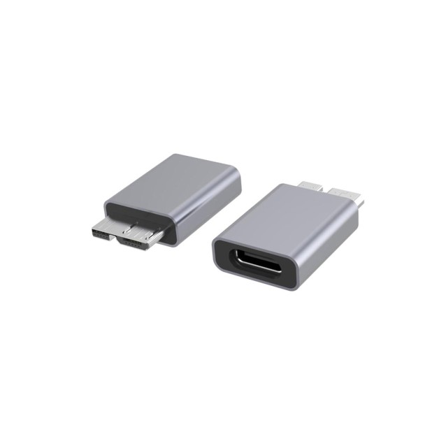 POWERTECH αντάπτορας USB 3.0 Micro B σε USB-C θηλυκό PTH-067, γκρι