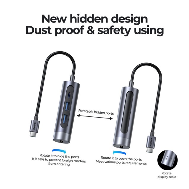 JOYROOM docking station S-H113, 2x USB, HDMI, USB-C, γκρι