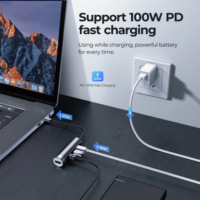 JOYROOM docking station S-H113, 2x USB, HDMI, USB-C, γκρι