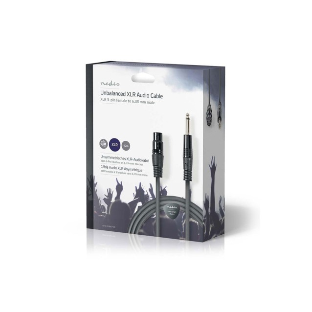 NEDIS COTG15120GY100 Unbalanced XLR Audio Cable XLR 3-pin Female - 6.35 mm Male 10 μέτρα