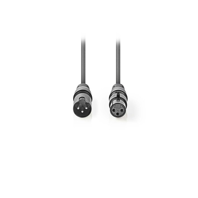 Kαλώδιο ήχου 3pin XLR αρσ. σε 3pin XLR θηλ., 10 m σε γκρι χρώμα.NEDIS COTG15010GY100