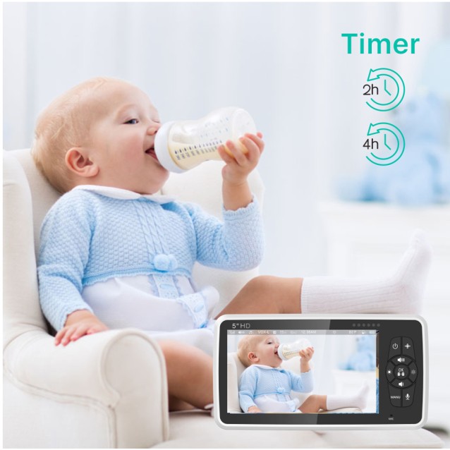 POWERTECH ενδοεπικοινωνία μωρού PT-1188 με κάμερα & οθόνη 5", 720p, PTZ