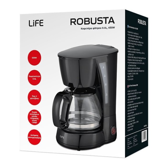 LIFE ROBUSTA Καφετιέρα φίλτρου 0.6L, 650W