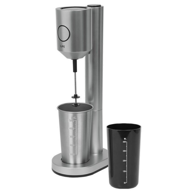 LIFE LA REINE Φραπεδιέρα με 1 inox + 1 πλαστικό ποτήρι και πλήκτρο push, σε ασημί χρώμα, 100W
