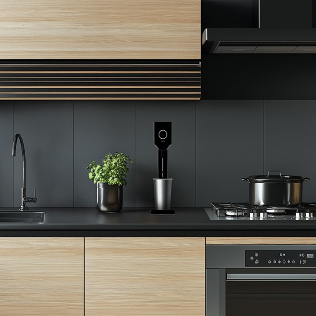 LIFE ROI MAT Φραπεδιέρα με inox ποτήρι και πλήκτρο push, 100W, σε μαύρο ματ χρώμα