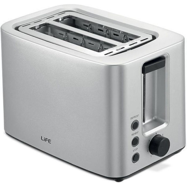 LiFE CRUNCHY Silver Matt Series Αυτόματη φρυγανιέρα 2 θέσεων, 750W