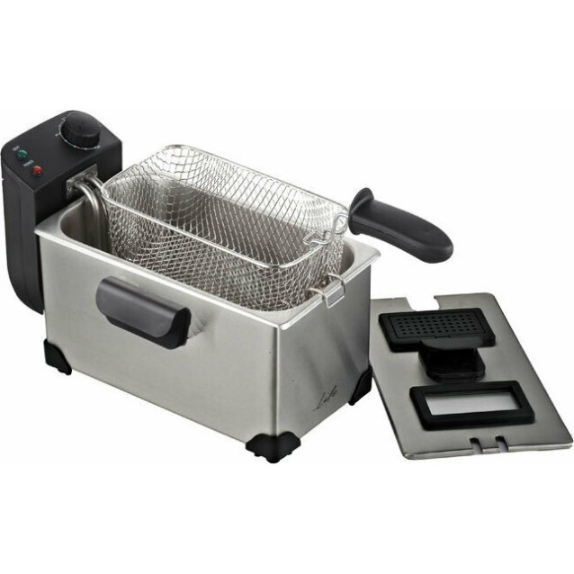 Life DFR-100 Ανοξείδωτη Φριτέζα 3L με Μεταλλικά Φίλτρα κ Αποσπώμενο Κάδο