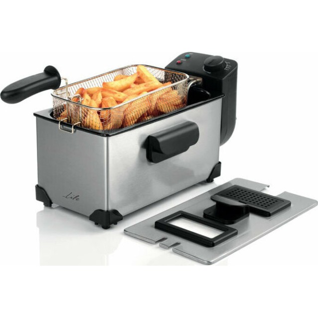 Life DFR-100 Ανοξείδωτη Φριτέζα 3L με Μεταλλικά Φίλτρα κ Αποσπώμενο Κάδο