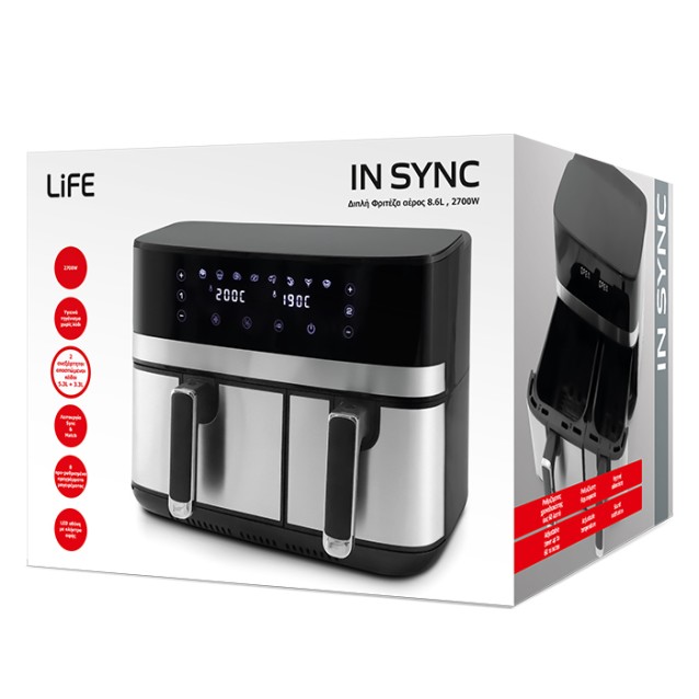LIFE IN SYNC Διπλή Φριτέζα αέρος 8.6L, 2700W