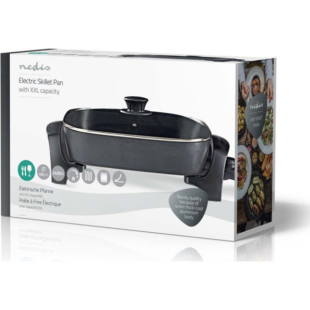 Nedis Electric Skillet Pan 40cm Teppanyaki Σκεύος με Ρυθμιζόμενο Θερμοστάτη 2400W 30x38εκ