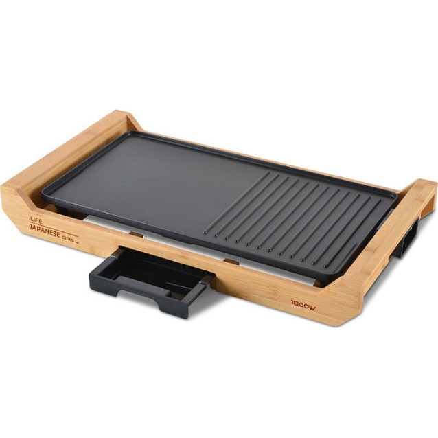 LIFE JAPANESE GRILL Ηλεκτρική γκριλιέρα Teppanyaki με πλαίσιο από bamboo, 1800W