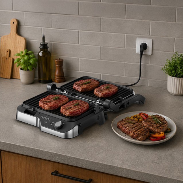 LIFE SIRLOIN Flat Black Series Ηλεκτρική γκριλιέρα με αποσπώμενες πλάκες, 2180W