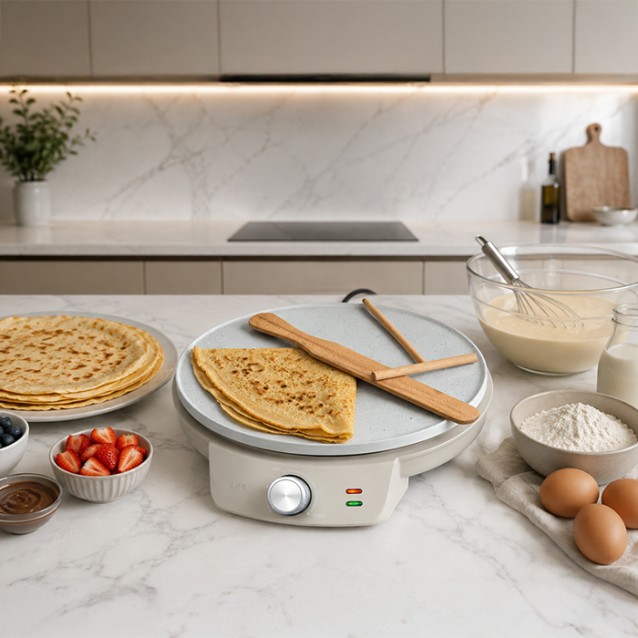 LiFE TERRAZZO Warm Grey Series Κρεπιέρα με πλάκα κεραμικής επίστρωσης, 1200W