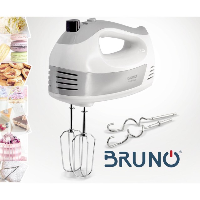 BRUNO μίξερ χειρός BRN-0110, 500W, 5 ταχύτητες & turbo, λευκό